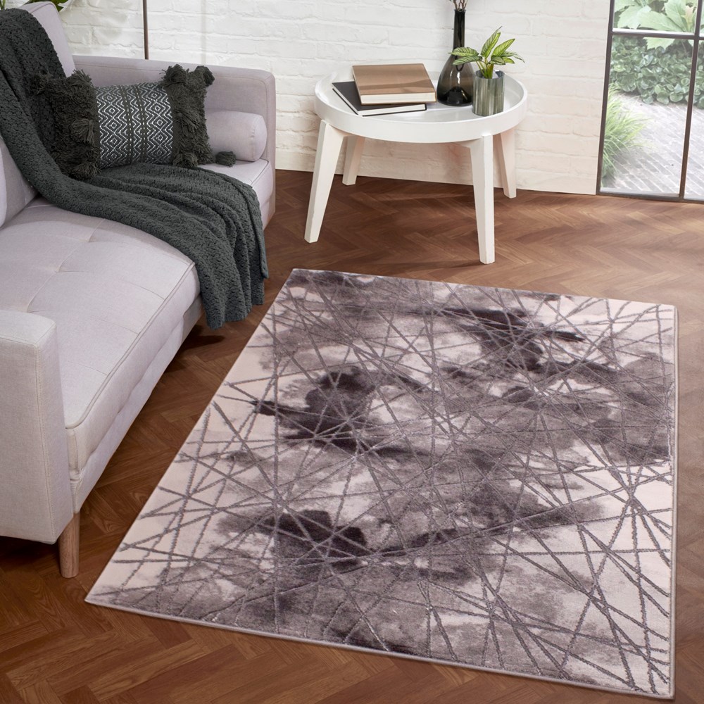 Bianco 0185TA Abstract Geometric Rug in Dark Grey